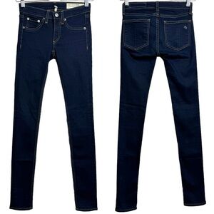 Rag and Bone Slim Skinny Mid Rise Skinny Leg Dark Blue Jeans 23